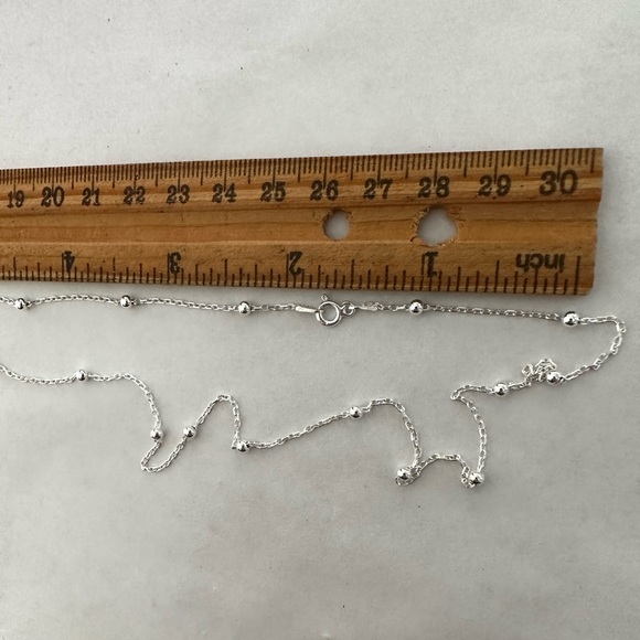 925 Silver 17.5" 2mm bead chain necklace - Picture 3 of 6